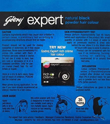 Vista 2 de Godrej Natural Black Expert - Tinte en polvo para el cabello, 1.06 oz