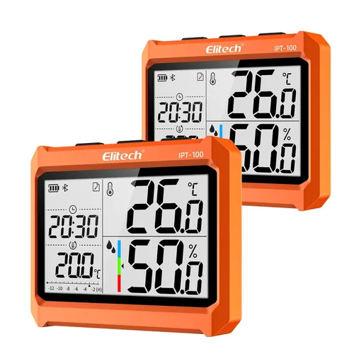 Vista 10 de Elitech Termómetro higrómetro digital Bluetooth, termómetro para refrigerador con aplicación gratuita, monitor de humedad de temperatura en tiempo
