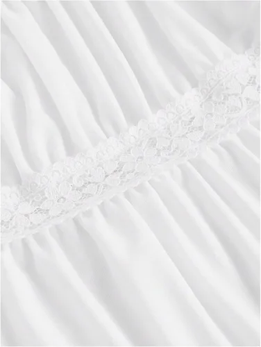 Vista 6 de SOLY HUX Blusa de verano de manga corta para mujer Blanco sólido