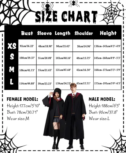 Vista 6 de Bata mágica unisex, disfraz universitario con capucha, disfraz de bruja de cine, mundo mágico, Halloween, cosplay, para mujeres y hombres