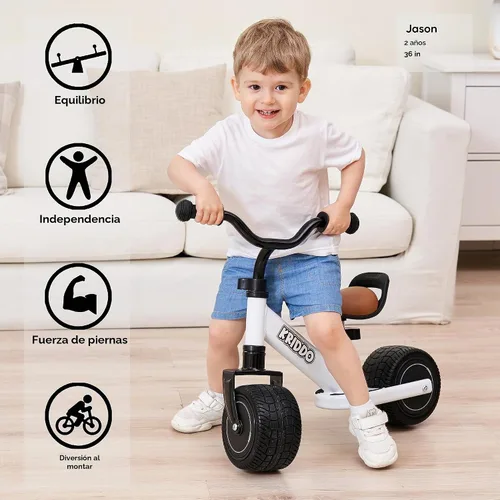 Vista 2 de KRIDDO Bicicleta de Equilibrio para Niños de 1-2 Años, Mini Crucero para el Primer Cumpleaños, Negro Asiento ajustable Mini Cruiser, regalos