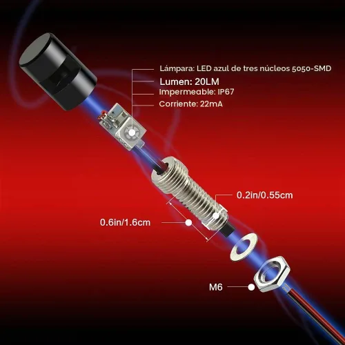 Vista 3 de RUPSE 2 piezas de luz para matrícula, bombilla LED impermeable de 12V, lámpara de tornillo y perno para etiqueta de licencia para automóvil Azul