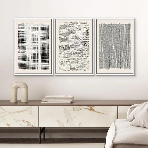 Vista 132 de SIGNWIN Lienzo enmarcado para pared, juego de arte neutro de bosque brumoso, ilustraciones en tono tierra, arte moderno, decorativo, bohemio