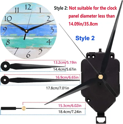 Vista 3 de Mecanismo de movimiento de reloj de péndulo de pared de cuarzo que no hace tictac con pala de 6.7 pulgadas de largo, piezas de reparación a