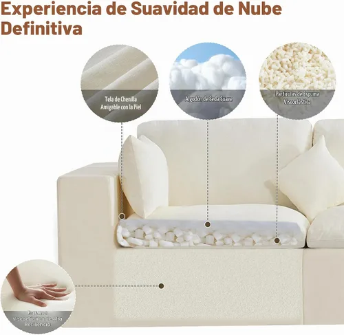 Vista 3 de WUTUTUEE Otomana Cloud de 33.5 pulgadas para sofá modular, cómodo reposapiés tapizado de felpilla con espuma viscoelástica, embalaje totalmente