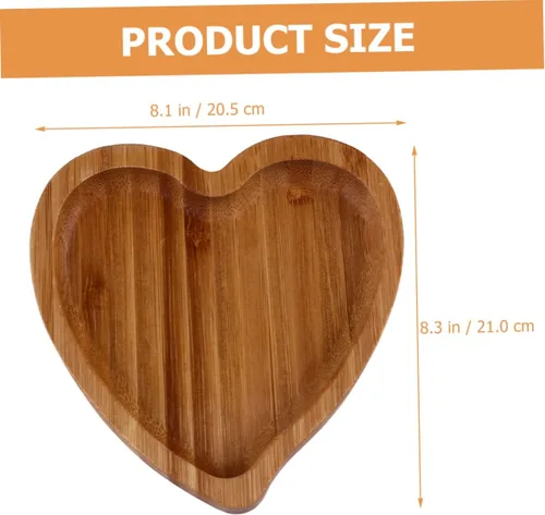 Vista 9 de Hemoton Elegante bandeja de madera con diseño de corazón para servir platos reutilizables para pan de dulces de frutas para decoración de cocina