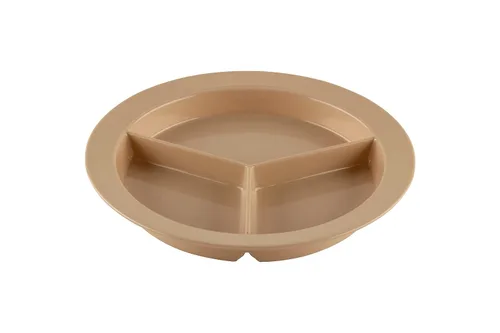 Vista 20 de G.E.T. CP-530-T Tan 9" 3-Compartment Plate, Break Resistant Dishwasher Safe Melamine Plastic, Supermel Collection (Pack of 12)