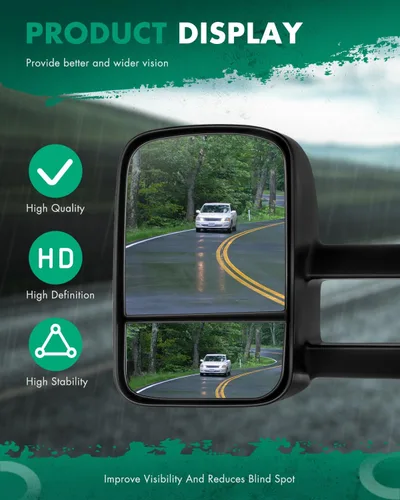 Vista 6 de SCITOO Espejos de remolque compatibles con Ford F150 1997-2003, cabina estándar y extendida (no para modelos de 4 puertas), un par con ajuste