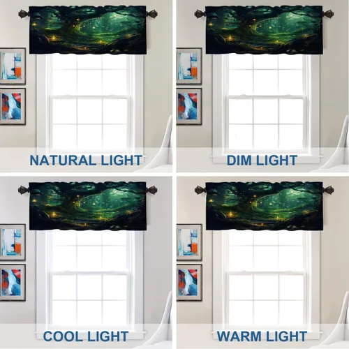 Vista 155 de Batmerry American Flag Ink Dot Blackout Tier Curtains, Red Blue White Stars Abstract Thermal Insulated Half Curtain Rod Pocket Small Valance for