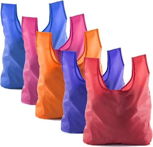 Vista 7 de Mato & Hash Bolsas de comestibles reutilizables Plegables con bolsa de cuerda integrada Bolsa de nailon Ripstop