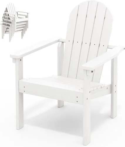 Vista 15 de SERWALL Silla Adirondack moderna apilable, silla de patio al aire libre de HDPE con diseño que ahorra espacio, silla para hoguera para todo