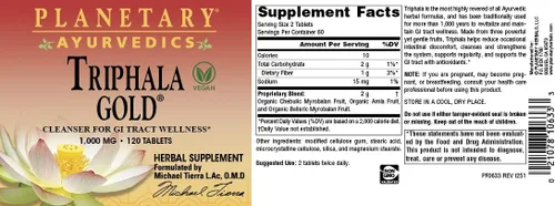 Vista 5 de Planetary Herbals Triphala Gold 1000mg Extra Strength Ayurvedic - 120 Tabletas Vegan Cleanser for GI Tract Wellness