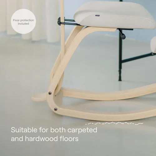 Vista 7 de Varier Thatsit - Silla ergonómica para arrodillarse, altura ajustable, con respaldo y marco de madera de haya para sentarse activamente, 10 años