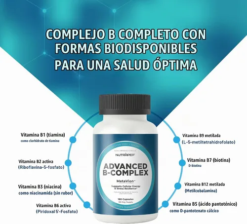 Vista 4 de NutraPep - Vitaminas metiladas del complejo B completo metil multivitamínico