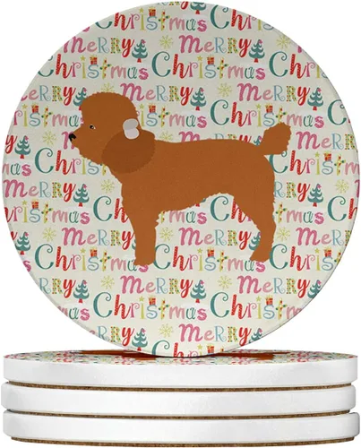 Vista 41 de AIDI Atlas Mountain Dog Merry Christmas - Posavasos grandes de piedra arenisca, paquete de 4