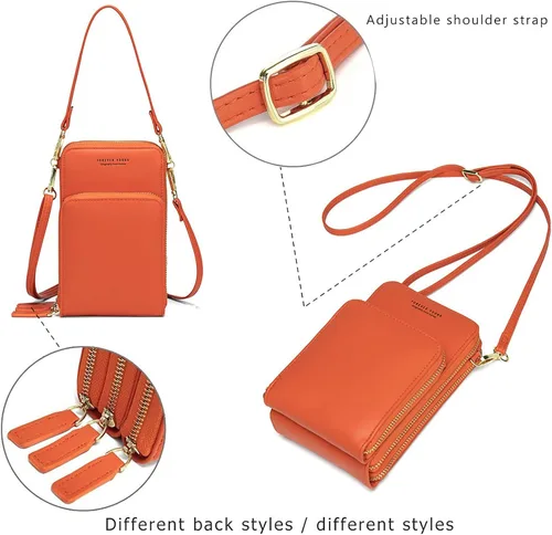 Vista 5 de Bolso chico en bandolera de mujer para celular minicartera tarjetera monedero de manohombro