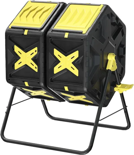 Vista 7 de Contenedor de compost giratorio de 18.5 galones de material libre de BPA – Compostadores de una sola cámara giratoria para exteriores, con sistema