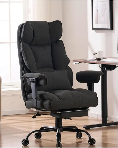 Vista 14 de Efomao - Silla ejecutiva de escritorio para oficina, con reposapiés, soporte lumbar y capacidad de carga hasta 400 libras, silla de computadora