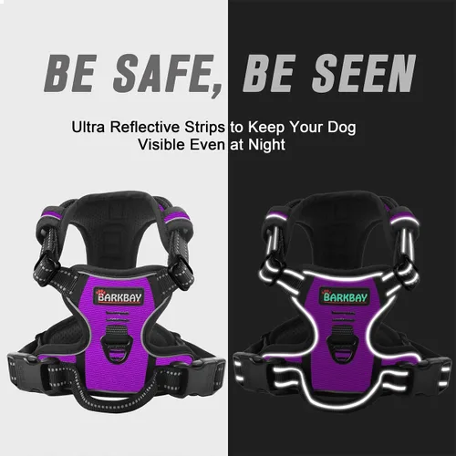 Vista 192 de BARKBAY - Arnés para perro sin tirones con clip frontal, material resistente y reflectante, asa de fácil control para pasear perros grandes