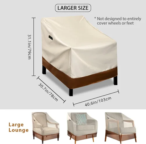 Vista 3 de RosieLily Fundas para sillas de exterior, fundas para sillas de patio, impermeables, 600D, resistentes, apilables, para muebles de patio, estándar
