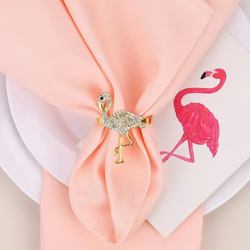 Vista 2 de LogHog Juego de 4 servilleteros para el día de San Valentín, delicados servilleteros de flamenco, decoración de mesa para banquete de boda, cena