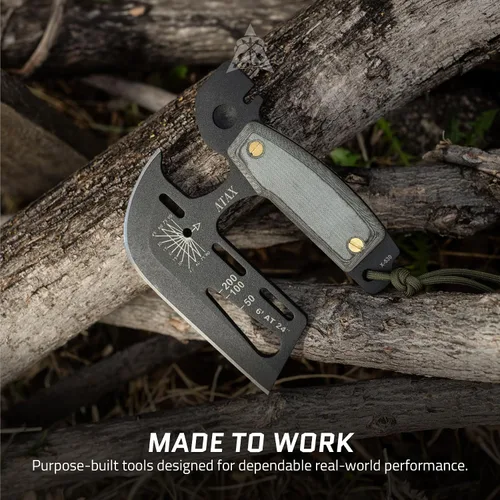 Vista 5 de Hacha de mano Tops Knives Atax Durable Steel Construction • Multi-Tool Survival Hatchet • Camping, Bushcraft, Hunting, Hiking & Emergency Use