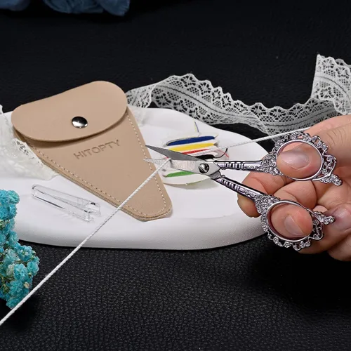 Vista 7 de Sewing Embroidery Scissors, 4.5’’ Sharp Crochet Shears with Cover All Purpose Tip Scissor, for Craft, Crochet, Cross Stitch, Needlework, Artwork