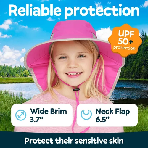 Vista 2 de GearTOP Kids Sun HatKids Fishing Hat Boys Fishing Hat Boys Safari Hat Kids Girls Sun HatKids Sun Hat with Neck Flap UPF 50+
