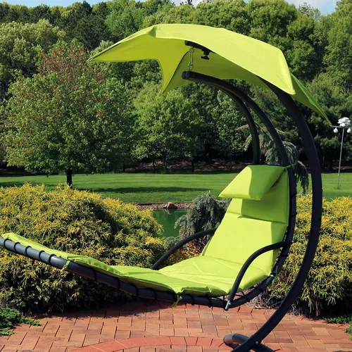 Vista 4 de Sunnydaze Reemplazo de cojín de silla colgante y tela flotante para paraguas solamente - Reemplazo de cojín de silla colgante curvada - Verde