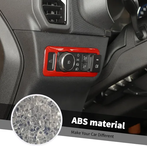 Vista 4 de Jimen Compatible con Ford Bronco Sport 2021-2022, cubierta del panel del interruptor de los faros delanteros, accesorios para moldura interior (rojo)
