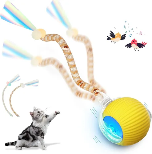 Vista 7 de Juguete interactivo para gatos con alas aleteadas, nuevo juguete de pájaros voladores, simulación voladora, gorrión eléctrico, agitador, juguete
