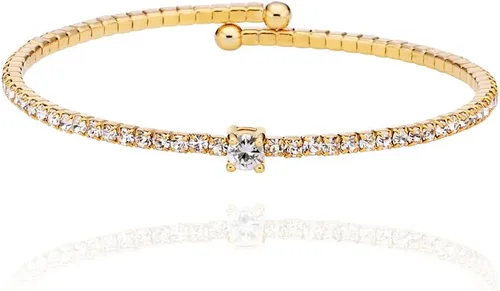 Vista 25 de OZEL - Pulseras para mujer, chapados en oro real de 18 quilates, pulseras de oro de cristal colorido para regalos