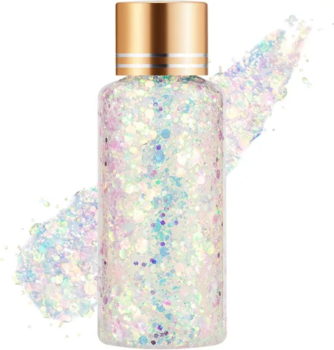 Vista 11 de Gel con purpurina para el cabello de cara y cuerpo azul para mujeres y niños, lentejuelas holográficas monocromáticas de sirena, maquillaje