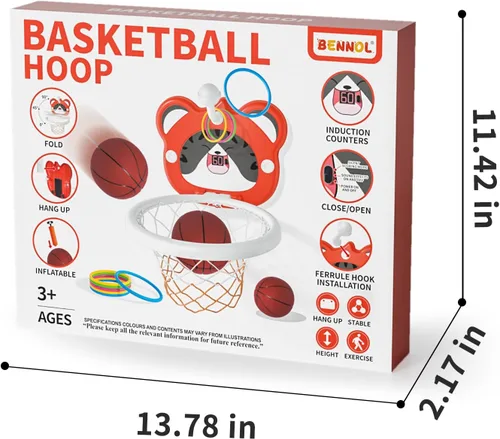 Vista 2 de Bennol Bath Toys for Toddlers – Bathtub Basketball Hoop with 4 Soft No-Hole Balls