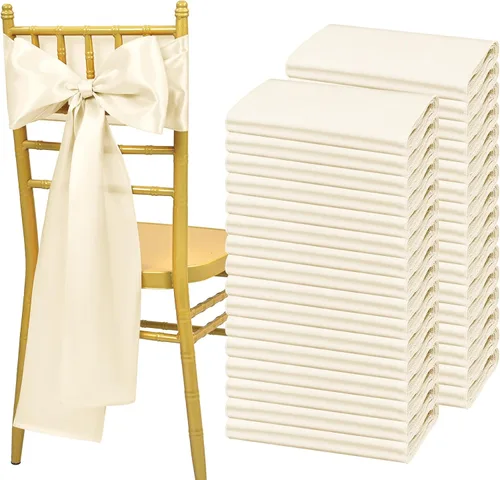 Vista 36 de Showgeous 60 cintas de satén color burdeos para decoración de sillas de recepción de boda, lazos para sillas de 7 x 78 pulgadas para banquetes