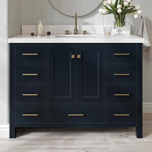 Vista 78 de ARIEL Cambridge - Mueble de baño con lavabo de 42 pulgadas, madera maciza, encimera de cuarzo blanco puro de 1.5 pulgadas, fregadero rectangular