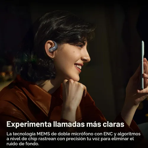 Vista 4 de BUGANI Auriculares de oreja abierta, auriculares inalámbricos Bluetooth 5.4 con tiempo de reproducción de 60 horas, micrófono con cancelación
