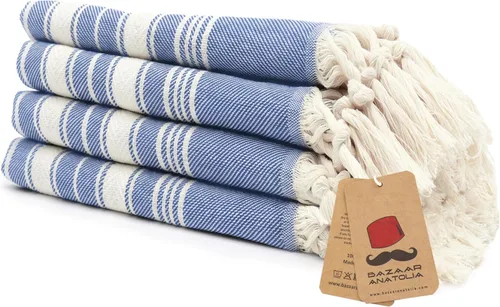Vista 48 de Bazaar Anatolia Toallas de mano – Juego de 4 39 x 19 pulgadas – Toalla de mano turca a rayas para baño, 100% algodón, cocina, cara, cabello, té