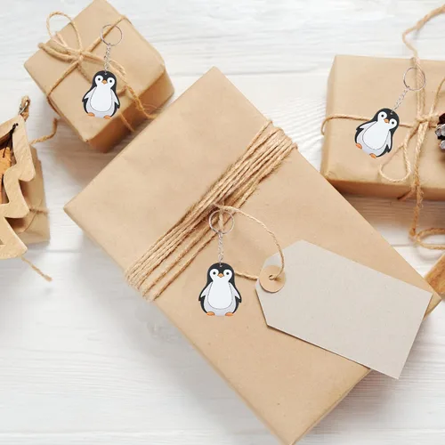 Vista 3 de Paquete de 24 llaveros de pingüino para amantes de los animales del Ártico polar de invierno, llaveros de pingüino para amantes de los animales