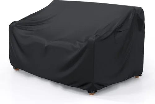 Vista 12 de Mrrihand 2-Seater Outdoor Patio Sofa Cover Waterproof 60"W×34"D×30"H Black Negro