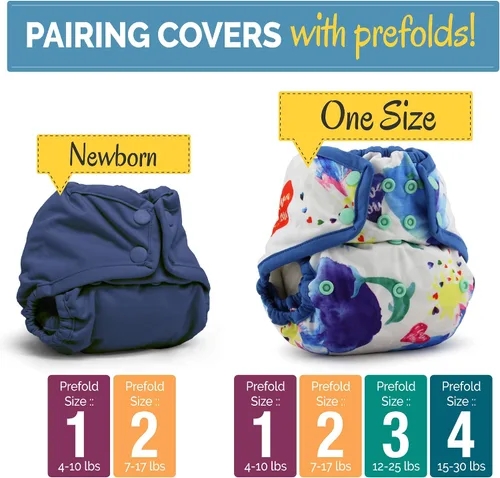 Vista 5 de Kanga Care Rumparooz - Fundas de pañales de tela reutilizables, talla única para pañales ajustados y preplegados con pierna de doble refuerzo