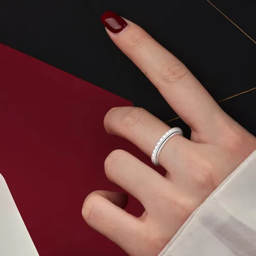 Vista 5 de Teioa Anillos giratorios de plata de ley antiansiedad, anillos para aliviar el aburrimiento, TDAH, autismo, anillos para mujeres y hombres