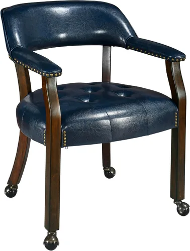 Vista 9 de LEEMTORIG Sillas de comedor con ruedas y brazos, Sillas de comedor con ruedas, Sillas de mesa de póker, Sillas de madera maciza Boss Caption's Patas