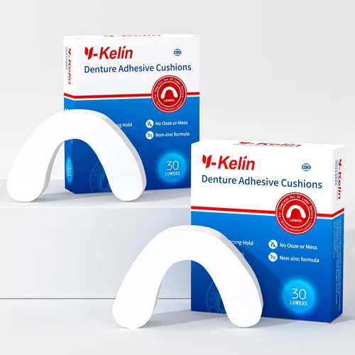 Vista 2 de Y-Kelin Cojines adhesivos para dentaduras inferiores sin adhesivo para encías doloridas, 30 almohadillas x 2 (60 tiras)