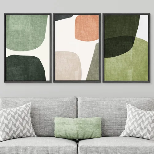 Vista 560 de SIGNWIN Lienzo enmarcado para pared, juego de arte pastel con cadena montañosa, bosque, niebla, naturaleza silvestre, ilustraciones modernas, arte