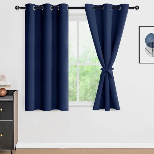 Vista 16 de DWCN - Cortinas 100% opacas para dormitorio con forro negro, cortinas de ventana de doble capa con aislamiento térmico que oscurecen toda la Azul