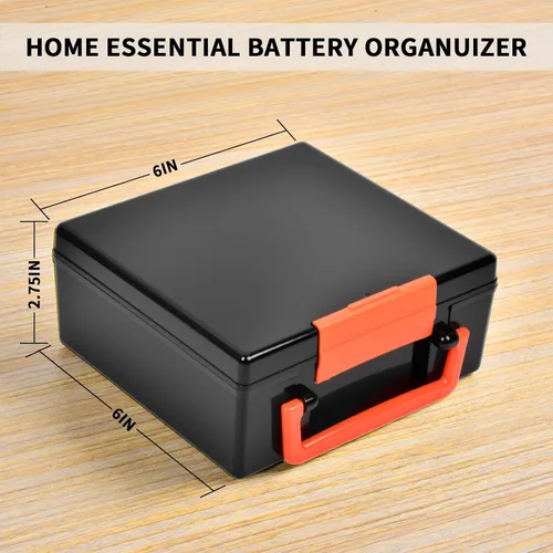 Vista 6 de FULLCASE Organizador de almacenamiento de baterías con soporte para 72 pilas AA AAA, cajas contenedor para garaje, organizador para cajones del Negro