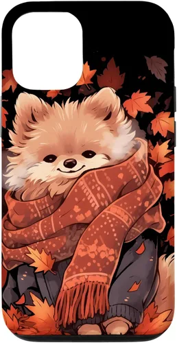 Vista 28 de Pomeranian Pom Autumn Fall Leaves Dog Thanksgiving Case for iPhone 17