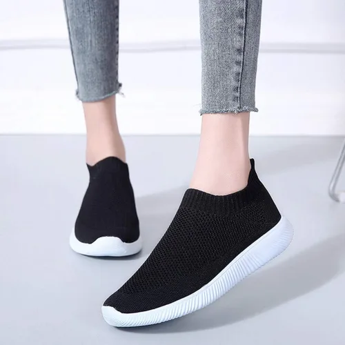 Vista 2 de Zapatos deportivos para caminar para mujer, plataforma de malla transpirable, plataforma de color para otoño, a la moda, sencillos, cómodos