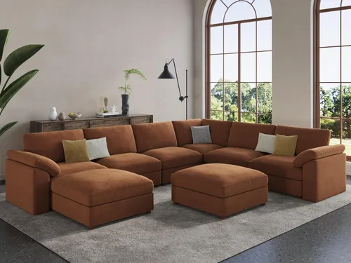 Vista 109 de EASE MOOSE Sofá modular verde seccional de gran tamaño en forma de L Pana verde